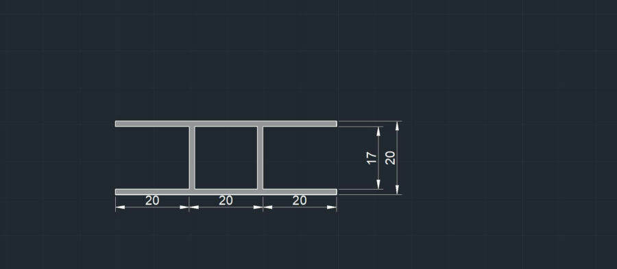 20 mm firkant Aluminiums profil